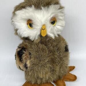 R Dakin Owl Plush 9" Brown Stuffed Animal Vintage 1980‎ RARE